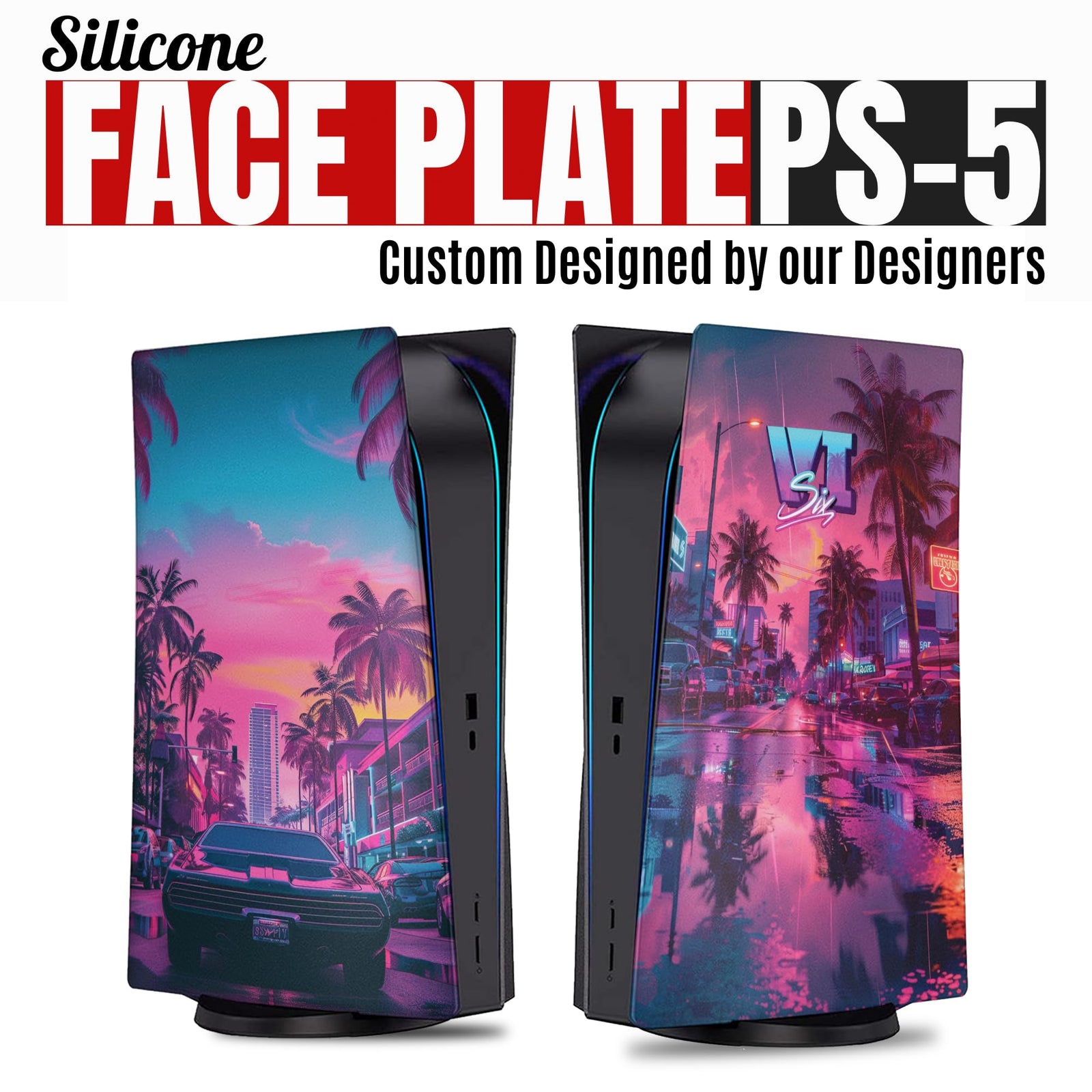 PS5 Console Cover - GTA 6 Design | Rush Controller Plates Only