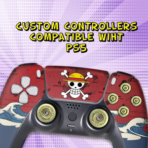 One Piece PS5 Controller Custom Design Modded Front design W Bullets