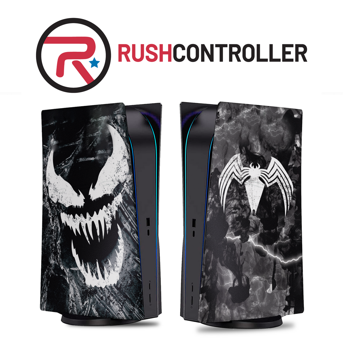 PS5 Console Cover - Venom Design | Rush Controller Plates Only