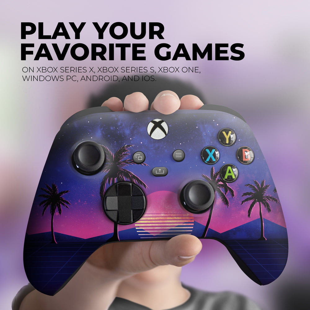 Custom Xbox Controller - Vaporwave Grid | Rush Controller Modded Front Print Only